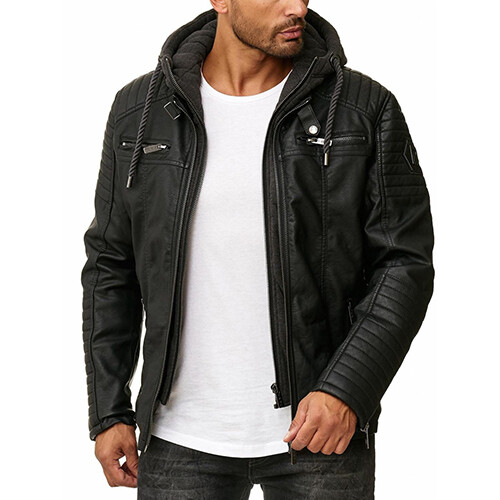 Giacca pelle biker uomo